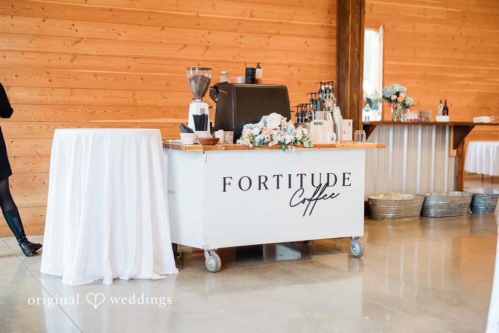 Coffee cart set up inside the barn