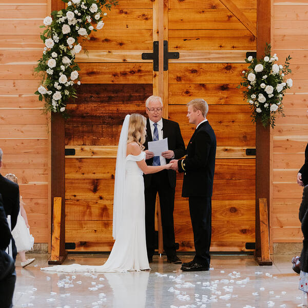Indoors in the Barn: Vows at the barn doors