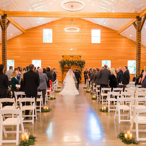 Indoors in the Barn: Winter processional down the aisle