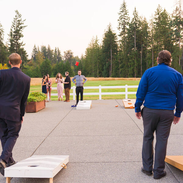 Cornhole on the patio