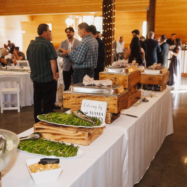 Catered buffet in the barn
