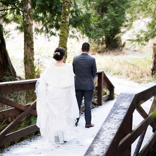 Snowy footbridge