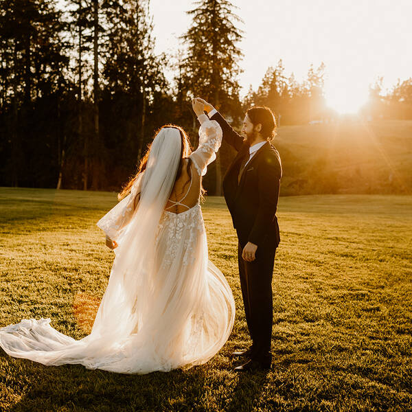 Sunset twirl on the lawn