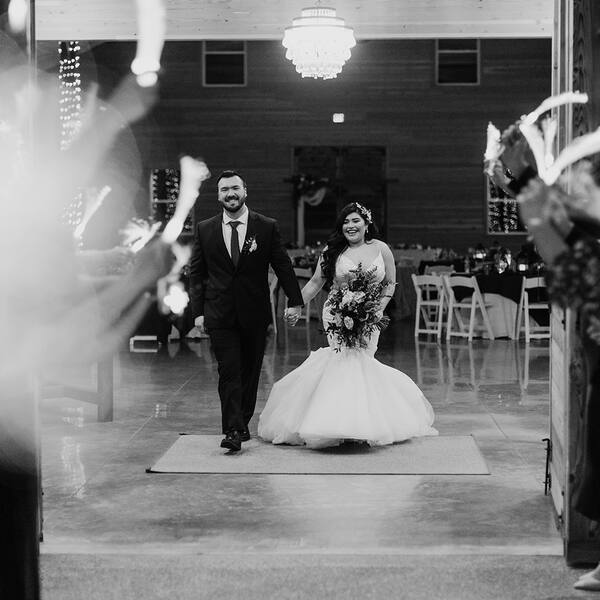 Grand entrance through a tunnel of light wands